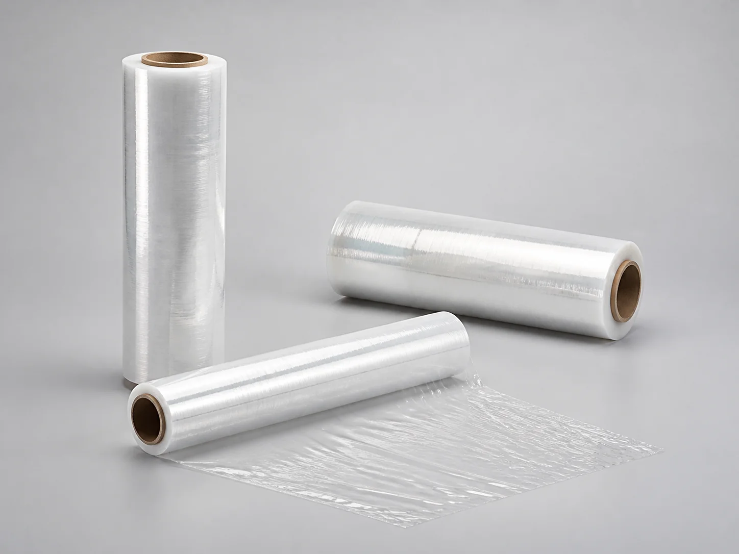 Rolls of plastic stretch film for product protection